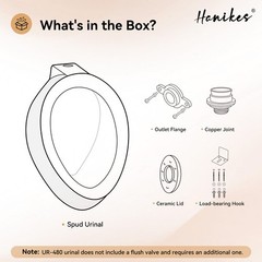 Hanikes UR-480 0.125 GPF High-Efficiency Round Top Spud Urinal, White