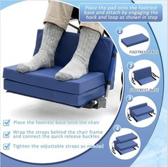 🦽 ⭐ Novabright Adjustable Wheelchair Footrest Cushion Leg Support Set Blue