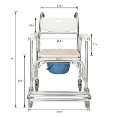 4 in 1 Commode Chair 300lbs Aluminum Shower Wheelchair Bath Seat Medical Elderly