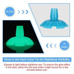 3/4Inch Glow Cane Tip Self-Standing Quad Base Replacement for Most Walking Canes