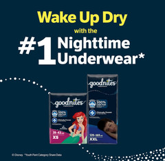 Girls‘ Nighttime Bedwetting Underwear, Size Large 68-95 lbs, 2 Packs of 17