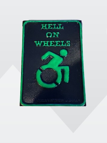Glow-in-the-Dark „Hell on Wheels“ Wheelchair Accessory – Custom Design