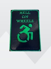 Glow-in-the-Dark „Hell on Wheels“ Wheelchair Accessory – Custom Design