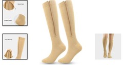 Gradient Pressure Knee-High Compression Socks with Zipper for Everyday Use
