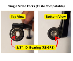 Pair (2) Single Sided Forks with 5/16′ Axles & (2) 4″ Caster Wheels