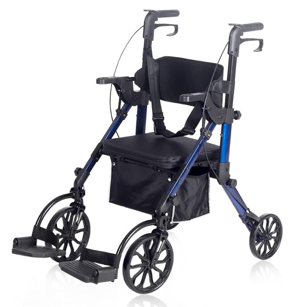 Deluxe ELENKER Medical Aid Rollator Walker Stand Up Rolling Walking Mobility