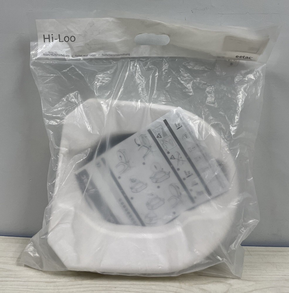 Etac Hi-Loo Raised Toilet Seat W/brackets, 2.36″ Toilet Seat Riser- See Pictures