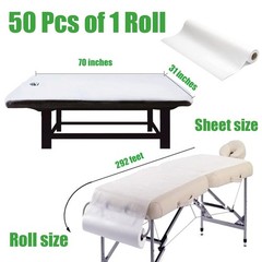 Disposable Non-Woven Bed Sheet 31″ X 70″, 50 Pcs of 1 Roll Spa White