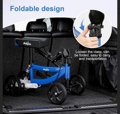 Aojin WB-2201 Foldable Knee Scooter Walker All Terrain w/ Bag & Brakes