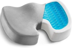 Orthopedic Memory Foam Gel Chair Cushion for Back Pain Relief – Grey 17.8×13.8