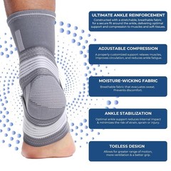 Adjustable Ankle Support Brace Gray, Size M, 1 Unit