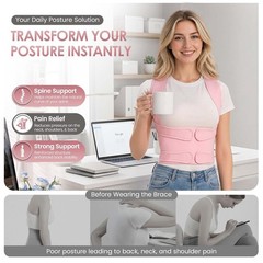 Pink Brace Posture Corrector Women Shoulder Straightener Adjustable Support