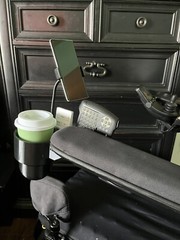 Cup Holder + Phone Holder + Basket Set Designed for Permobil Power Wheelchairs