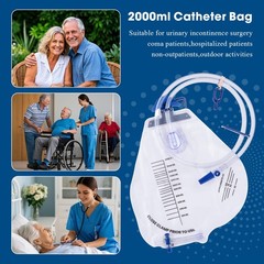 Catheter Bags for Men and Women 2000mL Urinary Drainage Bags, Enhanced Anti-R…