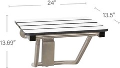 Seachrome ADA Folding Shower Seat Bench 24×15 White Wall Mount 500lb USA.
