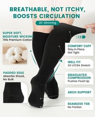 Compression Socks 20-30mmHg for Men & Women, Knee High Support for Travel & Work