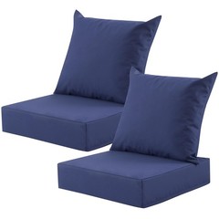 MuaMelop Outdoor Deep Seat Cushion Set, 24×24 24*24+5.75/25*22.5″, Navy Blue