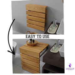 Handmade Teak Wood Folding Shower Seat Wall Mounted & Premium Quality