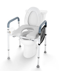 KFFKFF Raised Toilet Seat Adjustable Height 350lb Cushioned Aluminum
