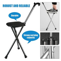 Folding Canes with Seat – Adjustable Height Walking Stick, 440 lbs Capacity, Fro