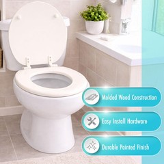 LDR 18.5 x 14.375 x 2 in. Round Molded Wood Toilet Seat 050 1066BS,