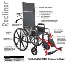 Medline Excel Reclining Wheelchairs – Desk Length Arms/Chrome Frame