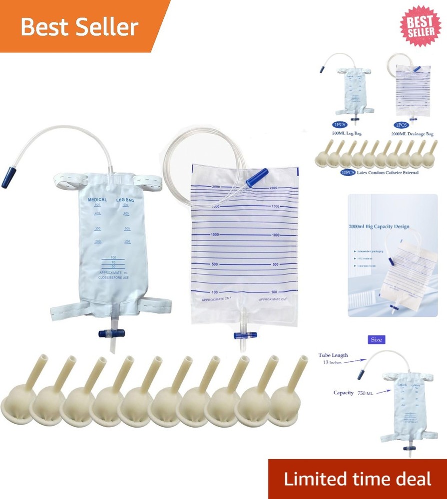 Condom Catheter External Self Sealing Set 10Pcs Male Condom Catheter 1Pcs 500Ml