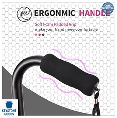Adjustable Folding Walking Cane for Seniors Black Aluminum 29 to 37 Inch Heavy