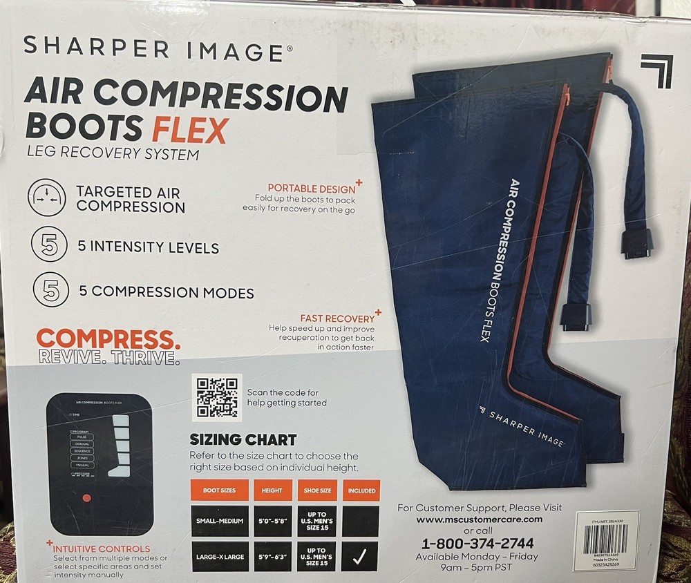 Air Compression Boots Flex Blue Portable 5 Modes 5 Levels