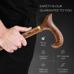 Walking Cane, Available in Multiple Inches Wooden Cane Support up to 300 Lbs, Su