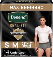 Depend Real Fit Adult Diapers, Incontinence Underwear for Men, Disposable, Maxim