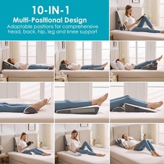3Pcs Wedge Pillow Set for After Surgery,Acid Reflux Relief, Adjustable Bed Wedge