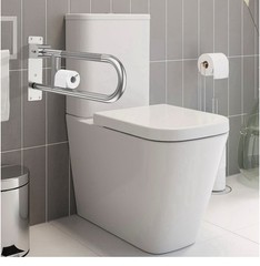 Toilet Grab Bar 22.4 Inch, Brushed Nickel Anti-Slip Support Rail, U Shaped Flip