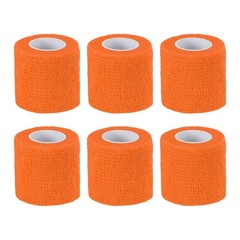 2″ x 177″ 6 Pcs Self Adhesive Bandage Wrap Elastic Self Tape Orange