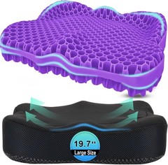 Multi-Use 19.7in Gel Seat Cushion for Back Pain Relief – Office, Car, Wheelchair