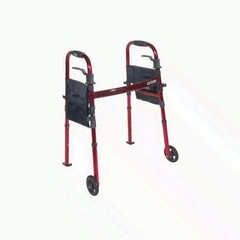 Deluxe Portable Folding Travel Walker with 5″ Wheels & Folding Legs Red Drive