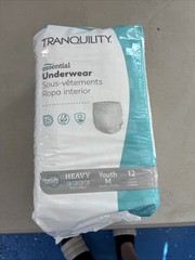 Tranquility Essential Underwear Disposable Heavy Unisex Kids M White 36 Ct