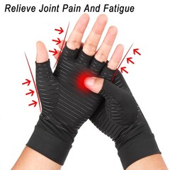 1 Pairs Copper Arthritis Compression Gloves Hand Support Joint Pain Relief Black