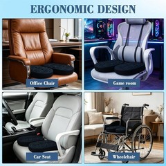 Ergonomic Memory Foam Seat Cushion with Cooling Gel – Non-slip and Foldable