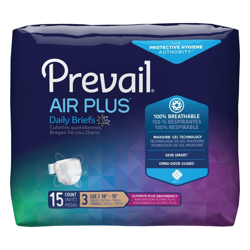 Prevail Air Plus Daily Briefs, Size 3 (CS/60)