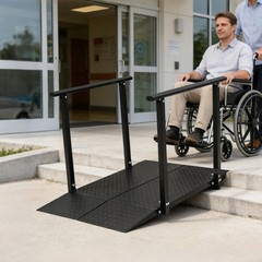 Wheelchair Ramp Home Step w/Handrails Doorways Stair Access Ramp 226.8kg/500lbs