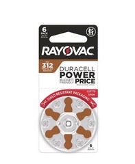 Rayovac Size 312 Hearing Aid Batteries Two 6-Packs | Zinc Air 1.45V | Exp 2029