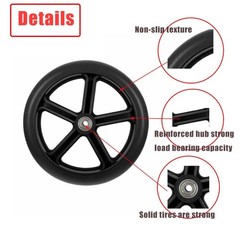 4Pcs 8 Inch Walker Wheels Replacement Solid Anti Slip Rollator Wheel Set Black