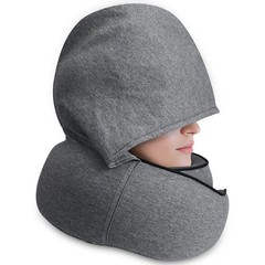MIAGLACE Travel Pillow with Hood (Dark Gray) – for Airplane Dark Gray,