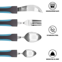 BunMo Adaptive Utensils Weighted Knife Fork Spoons Silverware Set Grip Built Up