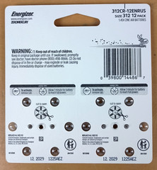 *60 Count* Lot of 5 12-packs ENERGIZER 312 1.45V Hearing Aid Battery Exp 12/2029