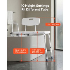 Uimoso Adjustable Tub Transfer Bench with Armrest and Backrest, Supports 400lbs