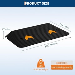 Rubber Threshold Ramp 4″ Rise Wheelchair Ramp Doorway 33000LBS for Car Scooter