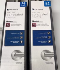 2 Glacier Bay 24” Brushed Stainless Steel Grab Bar’s + Wing It Mounting Kits New
