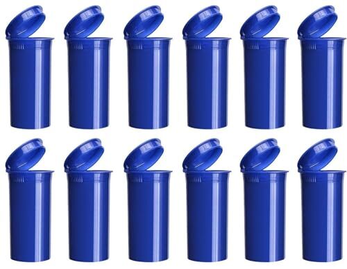 12 Multi-Use 13 Dram Pop Top Empty Pill Containers, Waterproof Airtight Plastic
